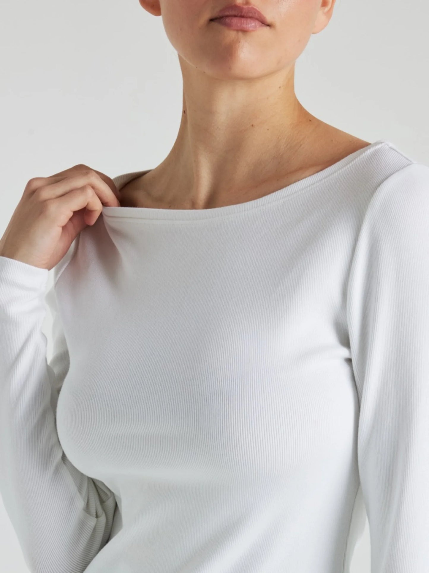 Serene Rib Long Sleeve Top - Snow White | Losano | Evolve Fit Wear