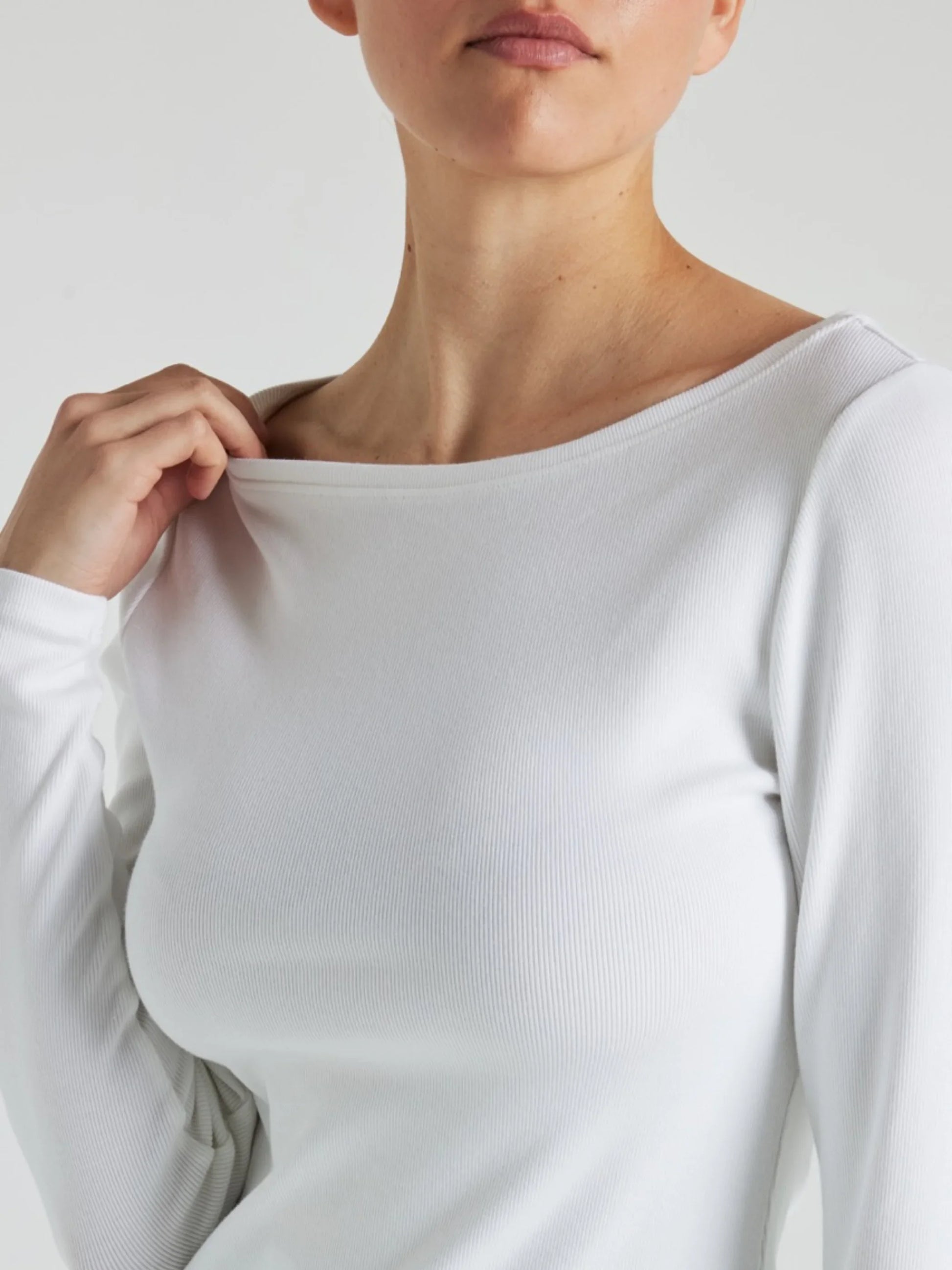 Serene Rib Long Sleeve Top - Snow White | Losano | Evolve Fit Wear