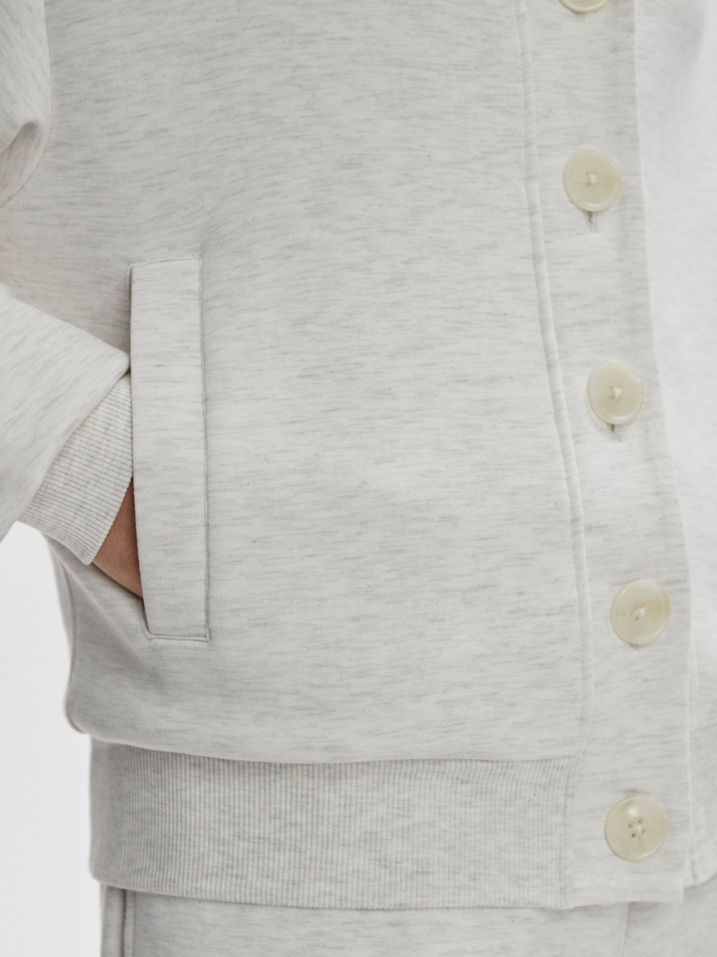 Varley Celeste Button Through Sweat - Ivory Marl | Varley | Evolve Fit Wear