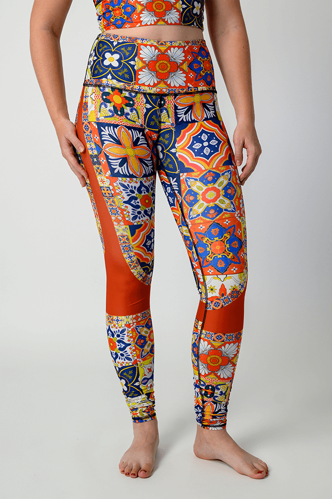 Mosaic in Sienna Printed Yoga Leggings | Yoga Democracy | Evolve Fit Wear