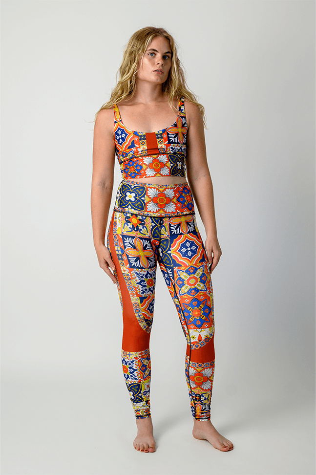 Mosaic in Sienna Printed Yoga Leggings | Yoga Democracy | Evolve Fit Wear