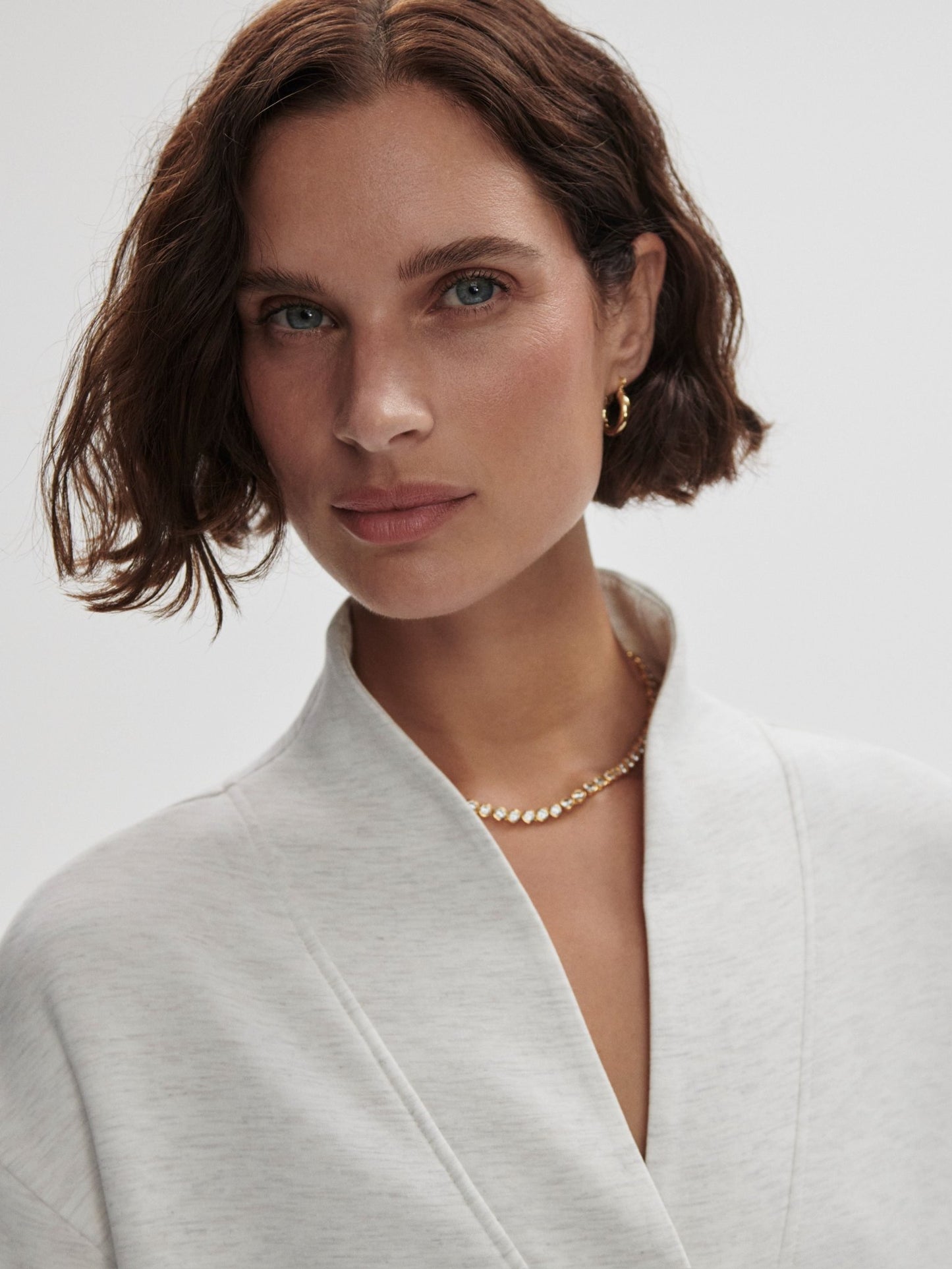 Varley Celeste Button Through Sweat - Ivory Marl | Varley | Evolve Fit Wear