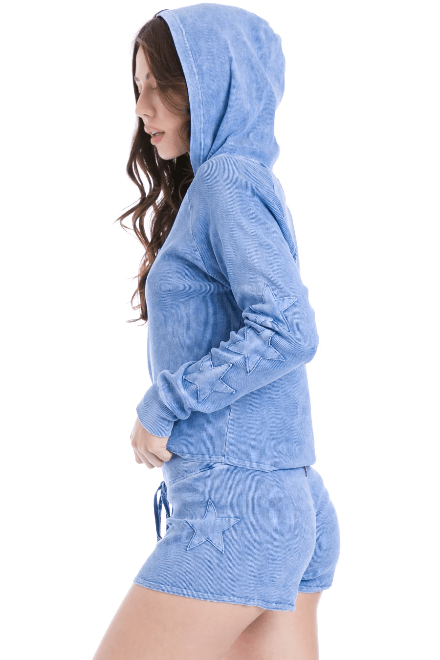 Raw Edge Star Cropped Hoodie - Mineral Light Blue | Hard Tail Forever | Evolve Fit Wear