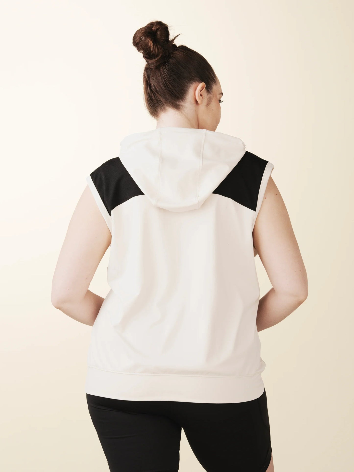 Sleeveless Warm Up Hoodie - Dune/Black | Losano | Evolve Fit Wear