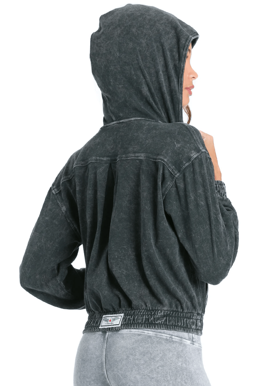 Sporty Cropped Zip Up Hoodie - Mineral Black | Hard Tail Forever | Evolve Fit Wear