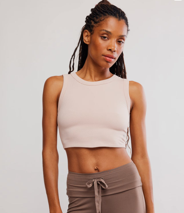 Muscle Tank Ribbed Crop Top - Ballet Slipper