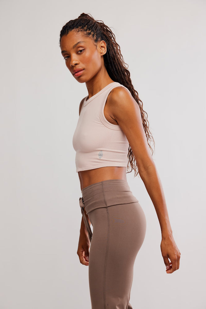 Muscle Tank Ribbed Crop Top - Ballet Slipper
