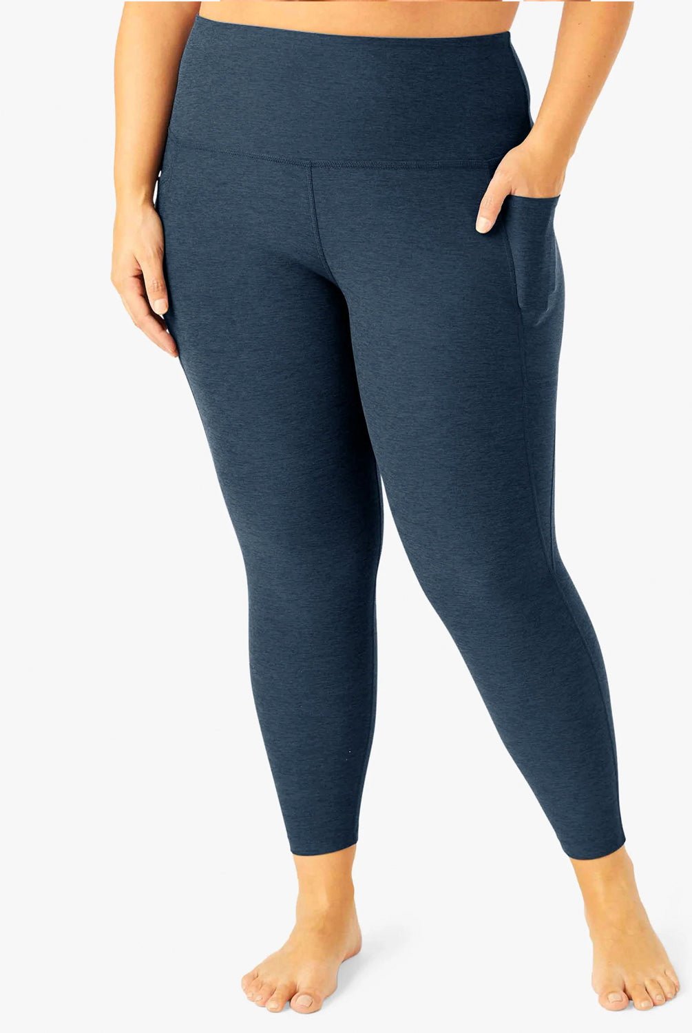 Beyond Yoga Spacedye Out of Pocket High Waisted Midi Legging - Navy | Beyond Yoga | Evolve Fit Wear