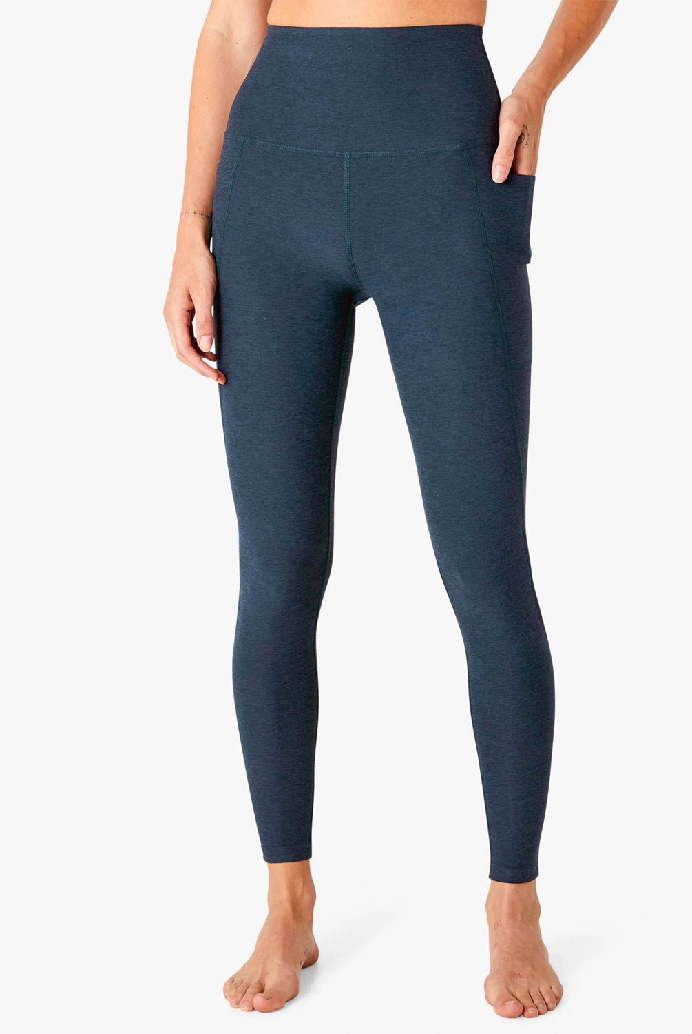 Beyond Yoga Spacedye Out of Pocket High Waisted Midi Legging - Navy | Beyond Yoga | Evolve Fit Wear