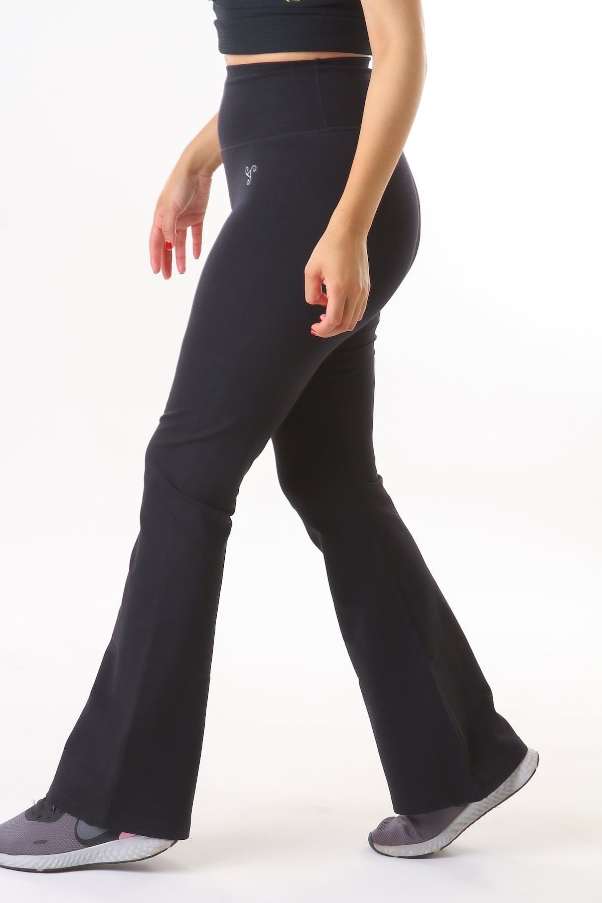 Green Apple Sakura Pique (Fitted) Flare Pant - Black | Green Apple | Evolve Fit Wear