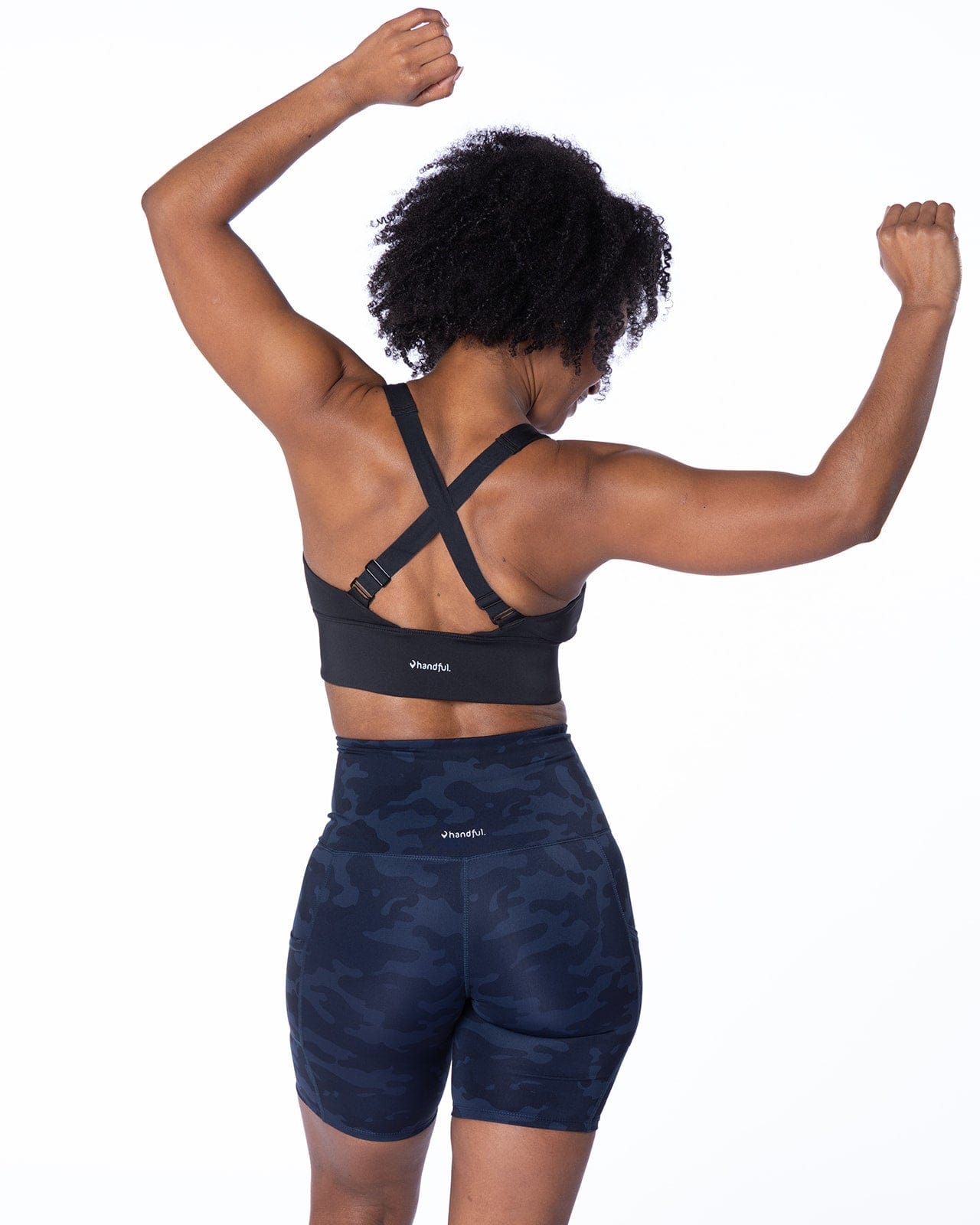 Handful Hi Five Pocketed High - Waist Bike Short - Looker (Navy/Black Camo) | Handful | Evolve Fit Wear