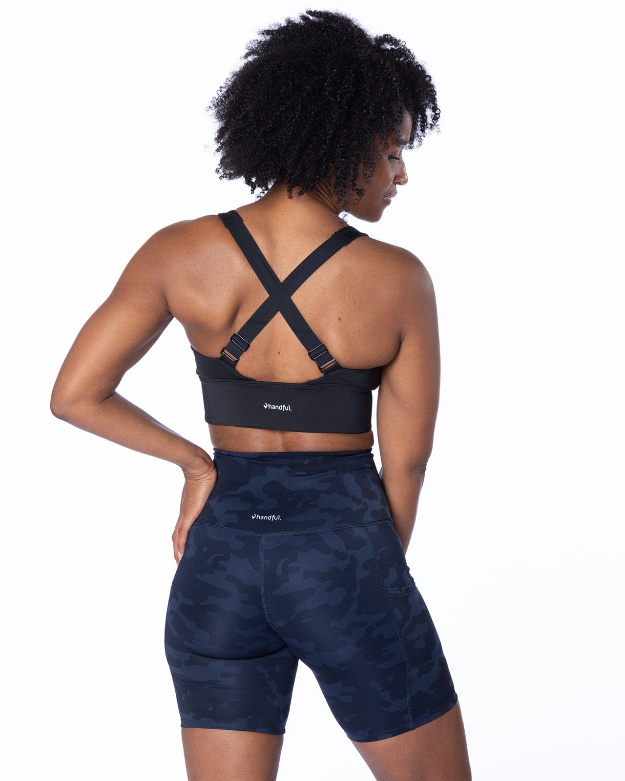 Handful Hi Five Pocketed High - Waist Bike Short - Looker (Navy/Black Camo) | Handful | Evolve Fit Wear