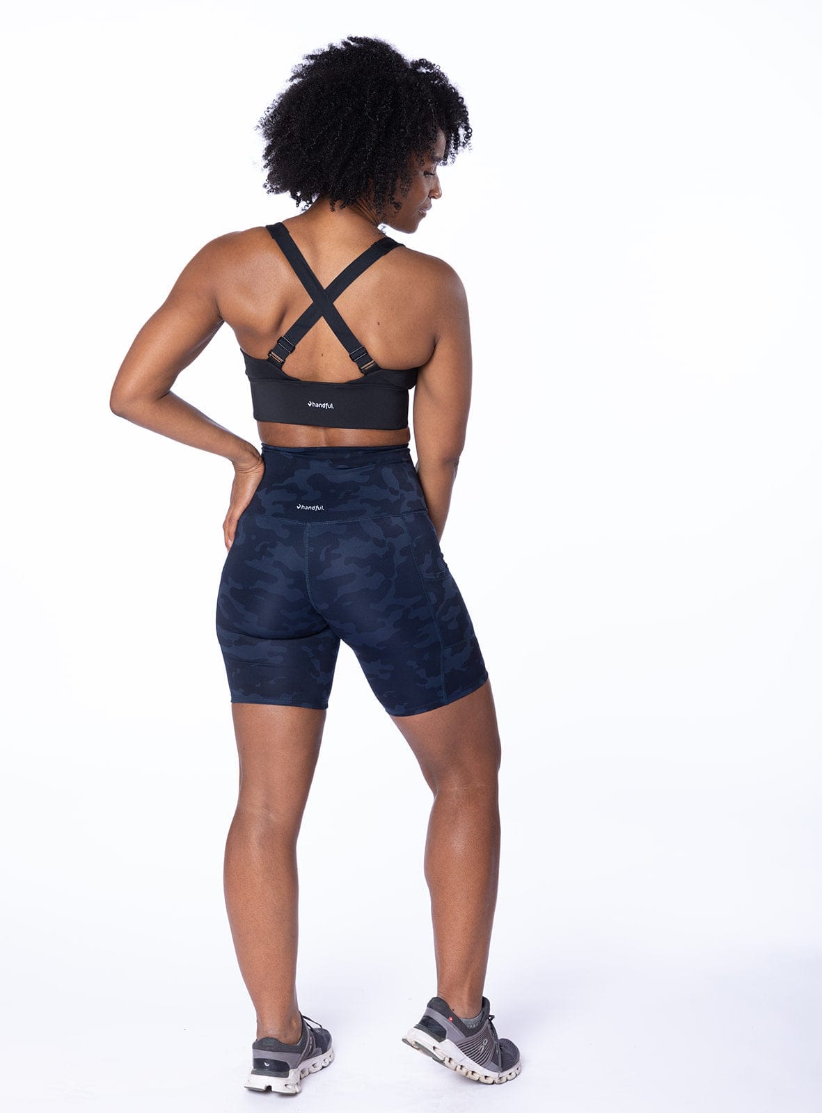 Handful Hi Five Pocketed High - Waist Bike Short - Looker (Navy/Black Camo) | Handful | Evolve Fit Wear