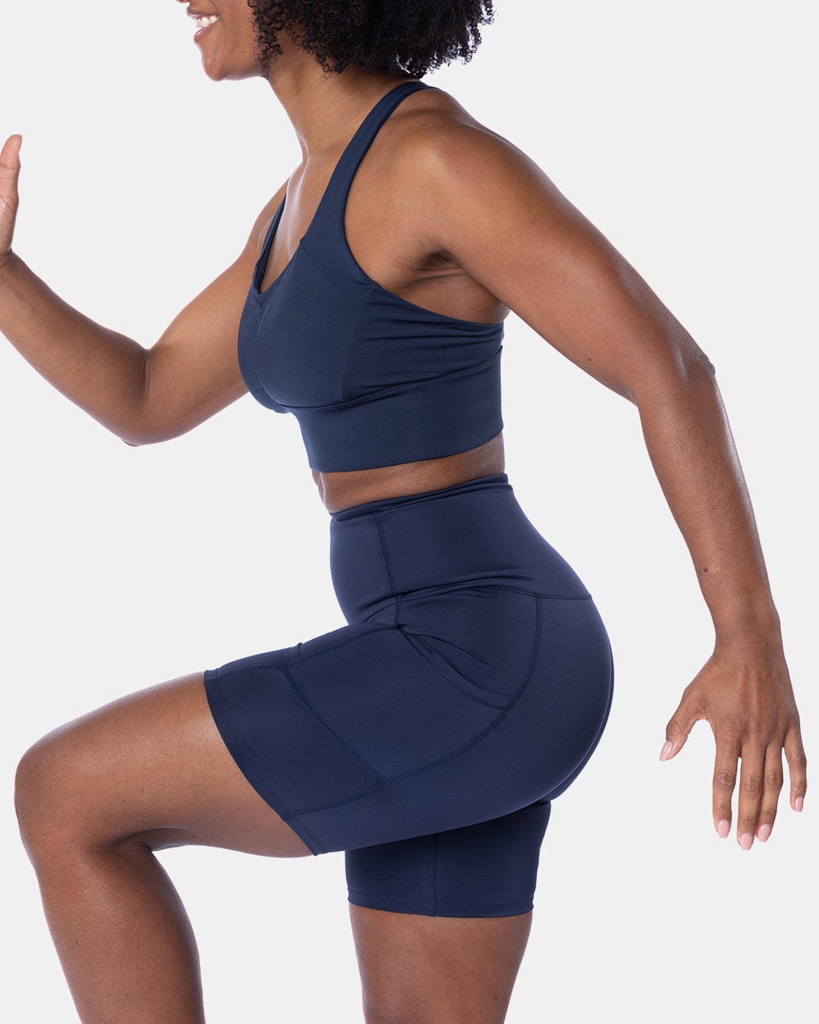 Handful Hi Five Pocketed High - Waist Bike Short - Night Swim Navy | Handful | Evolve Fit Wear