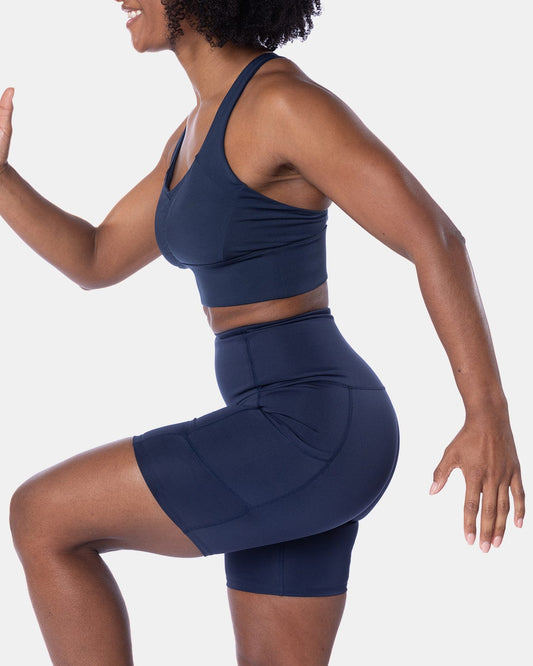 Handful Hi Five Pocketed High - Waist Bike Short - Night Swim Navy | Handful | Evolve Fit Wear