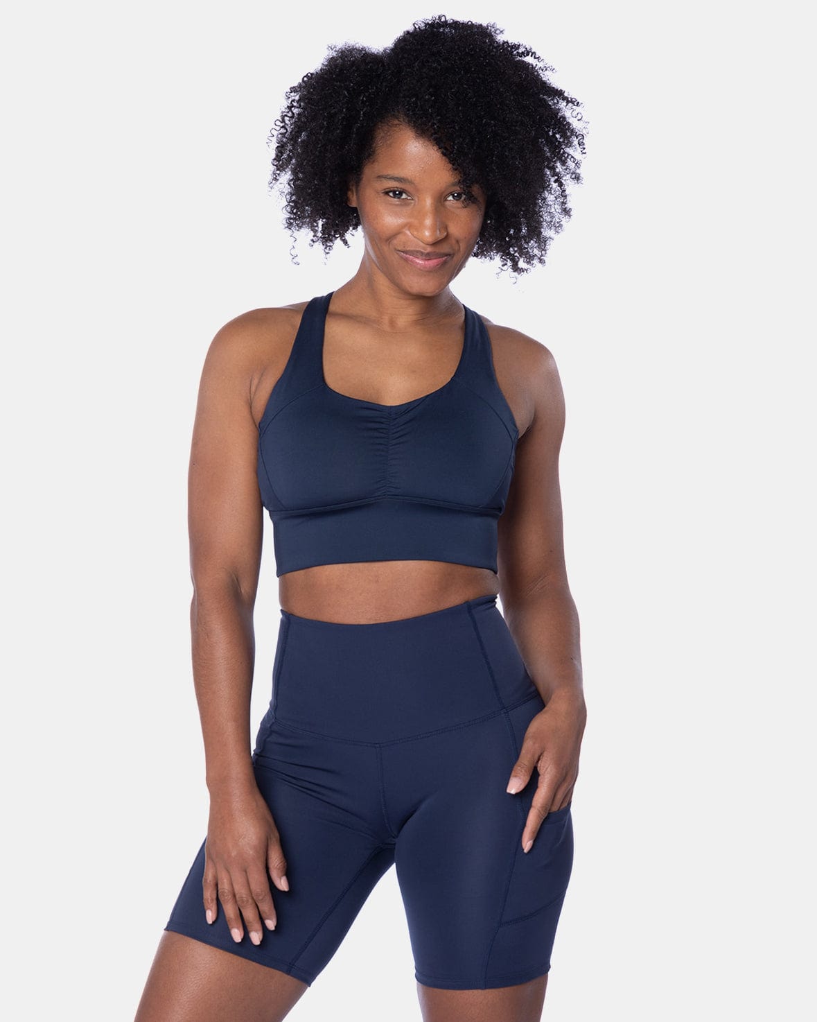Handful Hi Five Pocketed High - Waist Bike Short - Night Swim Navy | Handful | Evolve Fit Wear