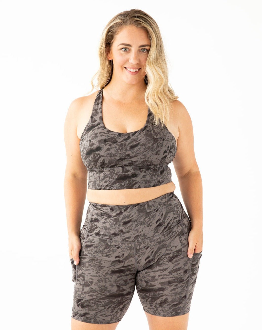 Handful Hi Five Pocketed High - Waist Bike Short - Rock Steady | Handful | Evolve Fit Wear