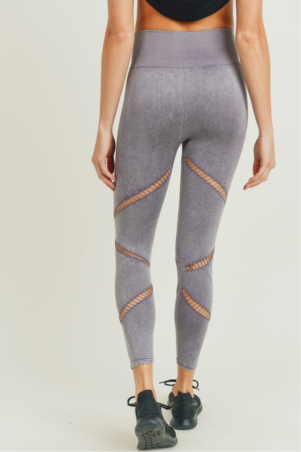 Mono B Zig Zag Perforated Mineral Wash Seamless Leggings | Mono B | Evolve Fit Wear