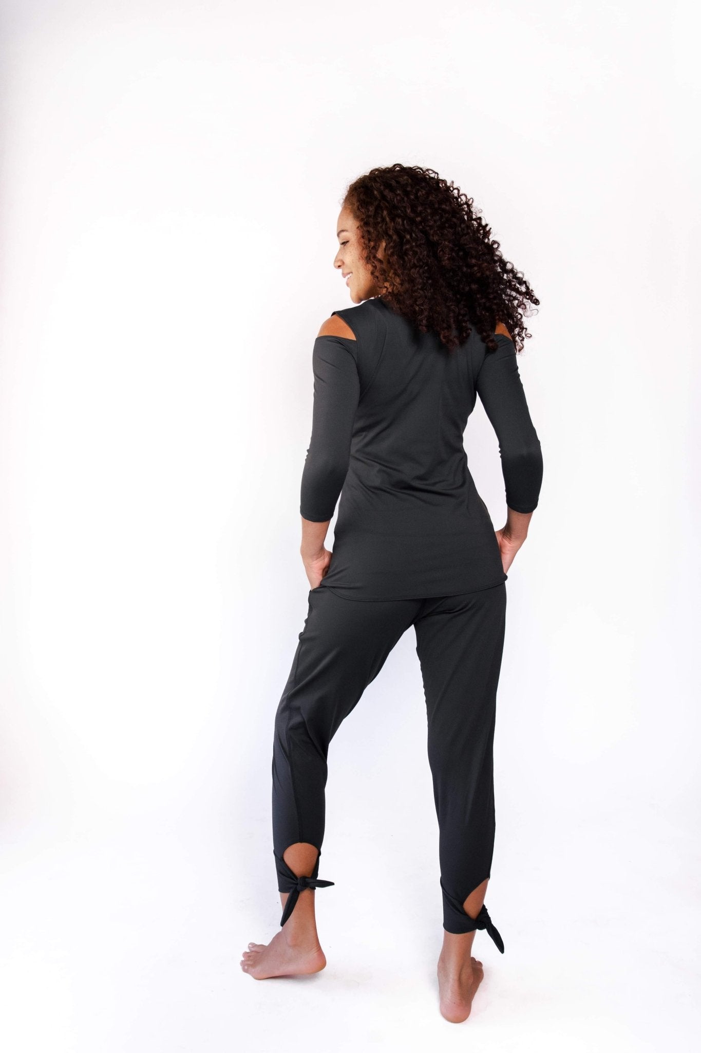 Open Shoulder Top in Jet Black | Yoga Democracy | Evolve Fit Wear
