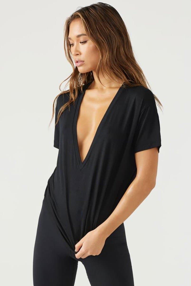 Plunge V Neck - Black | Joah Brown | Evolve Fit Wear