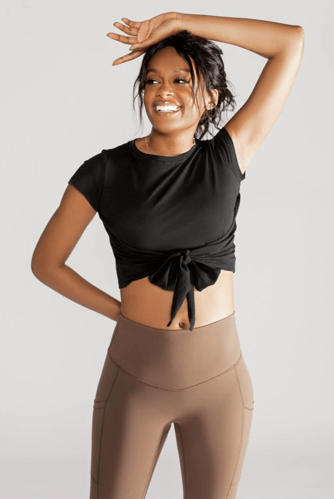 PopFlex City Crop Tee - Black | PopFlex Active | Evolve Fit Wear