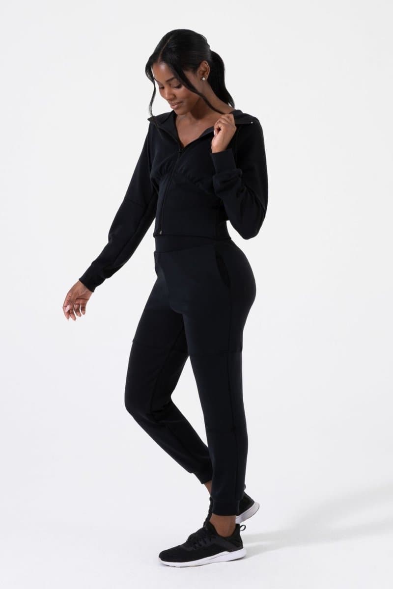 Sleek Fabric Zip Up - Black | NUX | Evolve Fit Wear