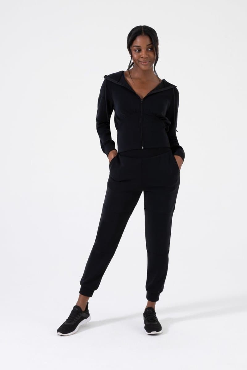 Sleek Fabric Zip Up - Black | NUX | Evolve Fit Wear