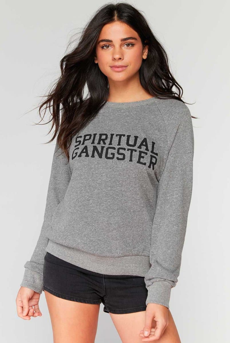 Spiritual Gangster Varsity Old School Sweatshirt - Grey | Spiritual Gangster | Evolve Fit Wear
