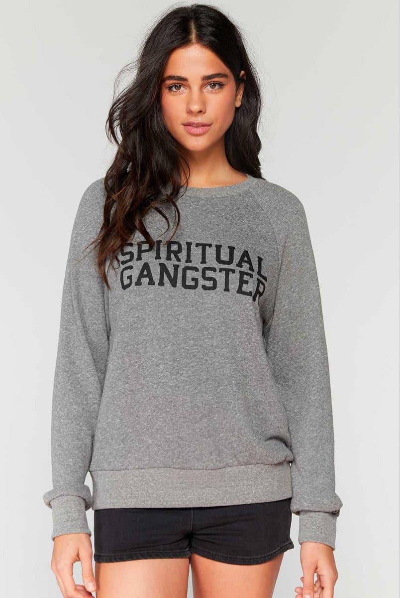 Spiritual Gangster Varsity Old School Sweatshirt - Grey | Spiritual Gangster | Evolve Fit Wear