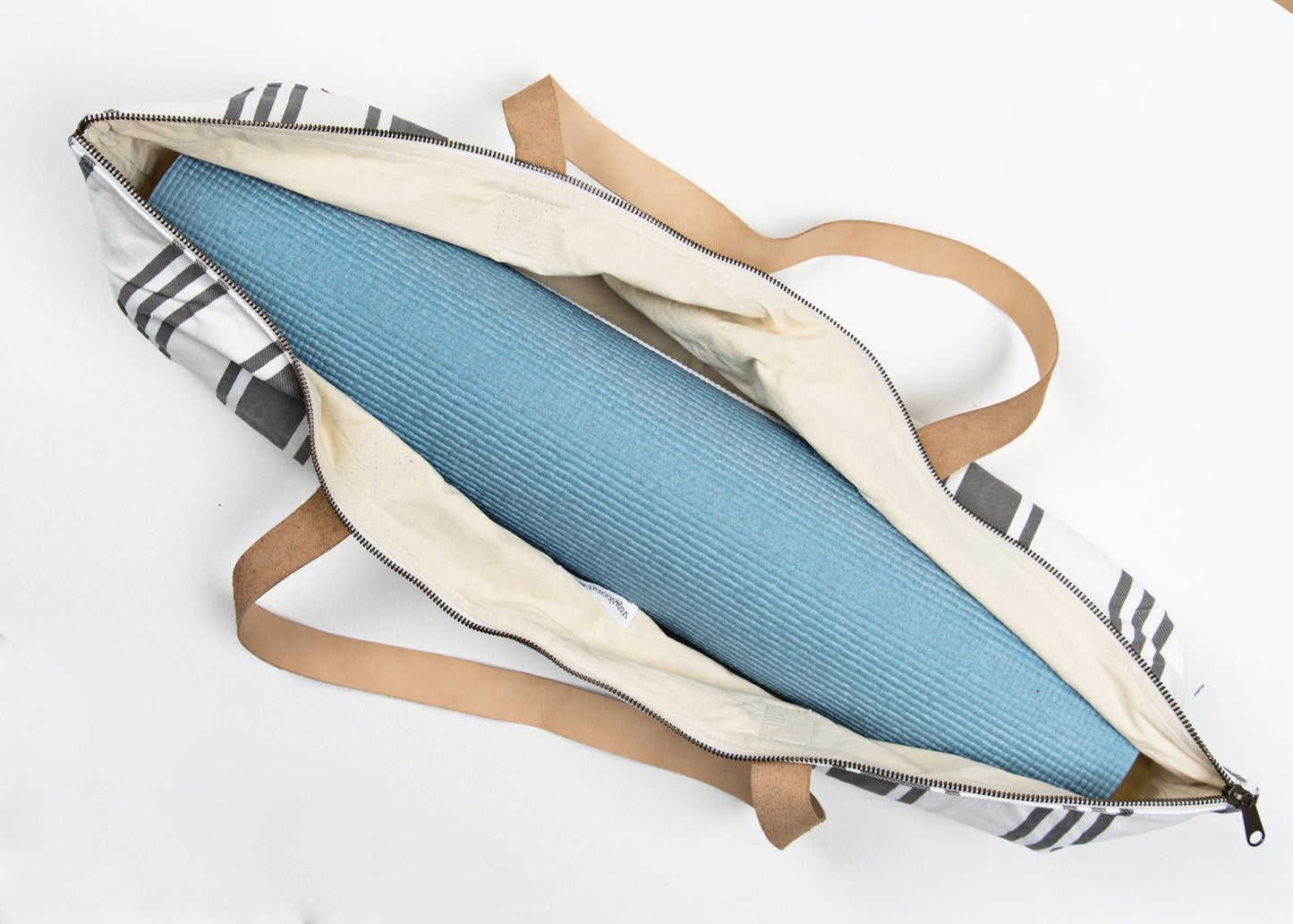 St Tropez Yoga Mat Tote - Grey Stripe | Vagabond Goods | Evolve Fit Wear