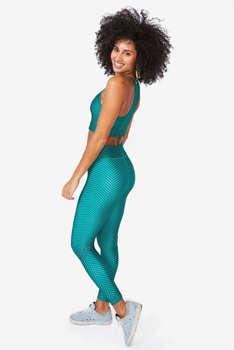 Terez Emerald Chevron Hi - Shine Leggings | Terez | Evolve Fit Wear