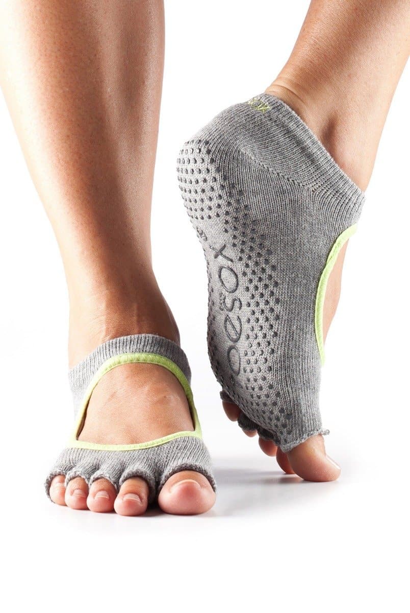http://evolvefitwear.com/cdn/shop/products/toesox-yoga-sock-barre-sock-grip-bella-half-toe-heather-gray-limeade_1_804x.jpg?v=1623414906