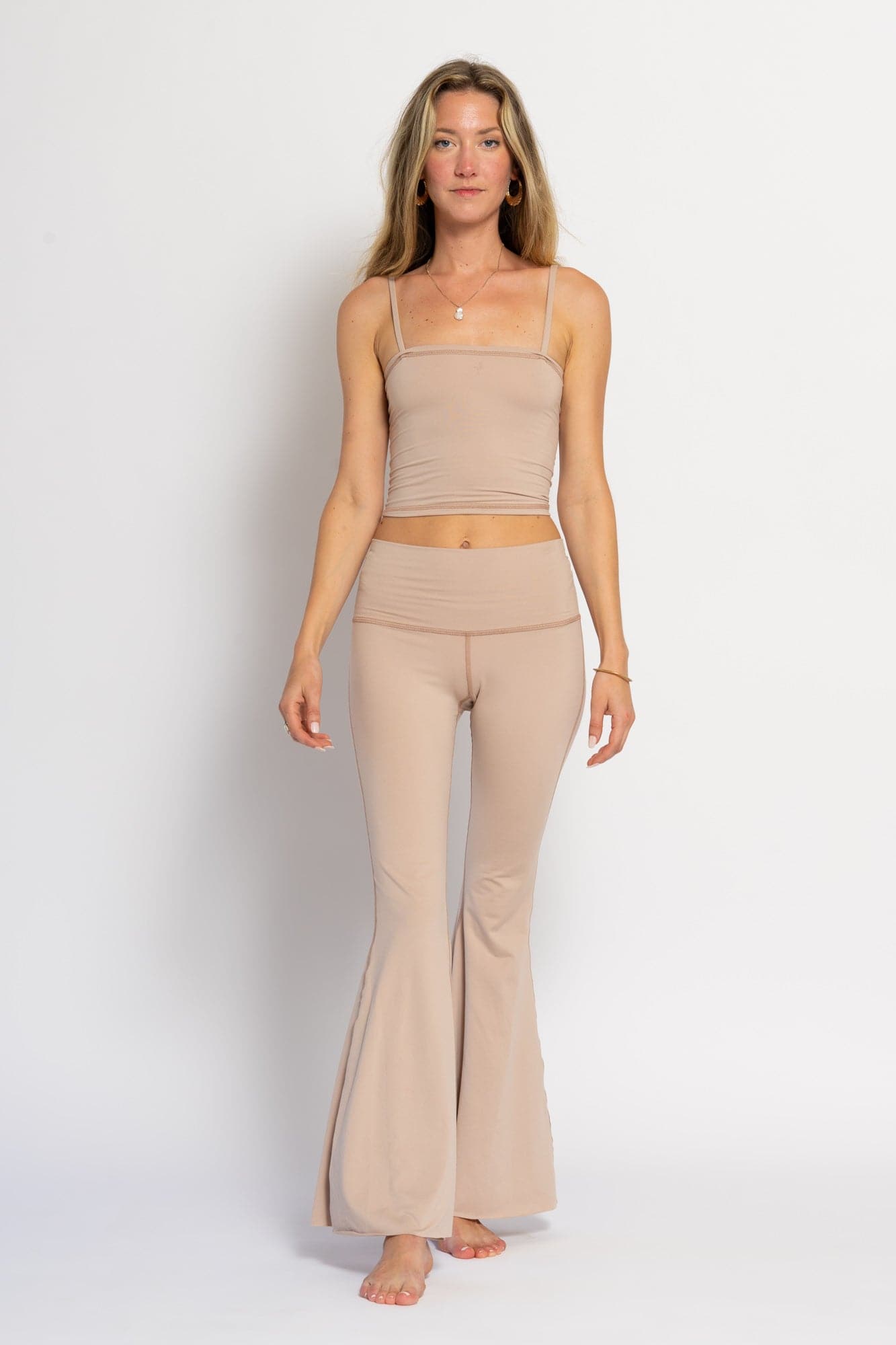 WithLove ♡ Solid Tan Crop Bell Bottom | WithLove | Evolve Fit Wear