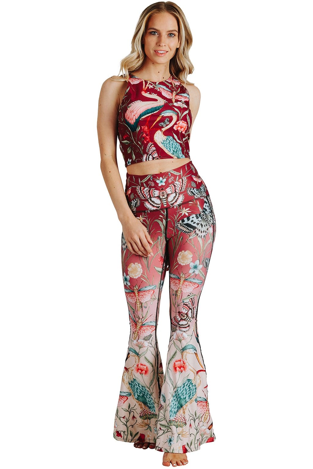 Yoga Democracy Pretty In Pink Printed Bell Bottoms | Yoga Democracy | Evolve Fit Wear