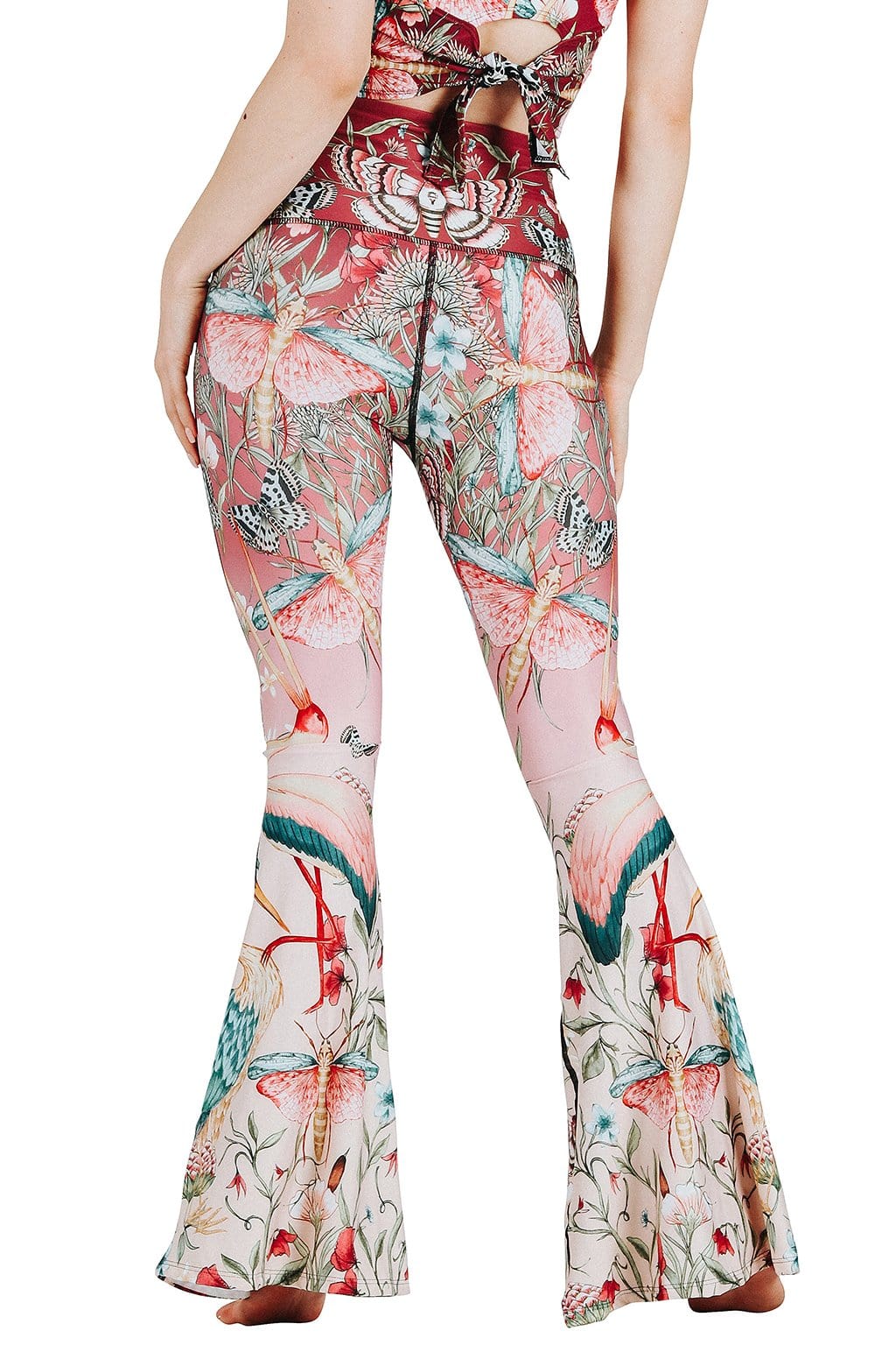 Yoga Democracy Pretty In Pink Printed Bell Bottoms | Yoga Democracy | Evolve Fit Wear