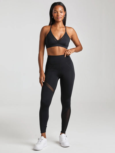 Mesh Panel Legging - Black