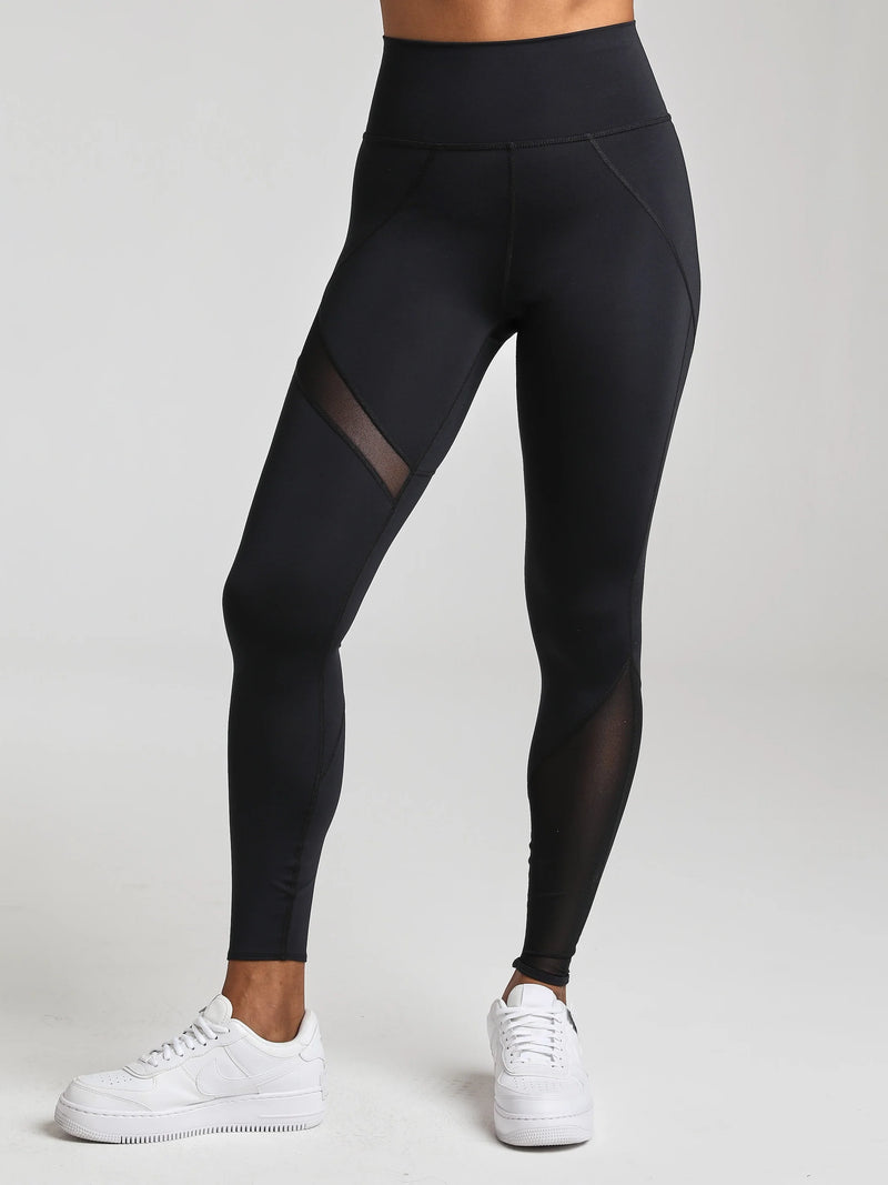 Mesh Panel Legging - Black