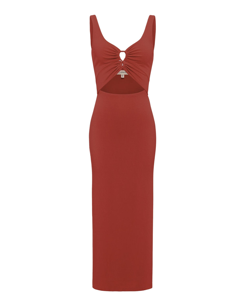 LSPACE Camille dress in dusty fig, off-model flat lay.