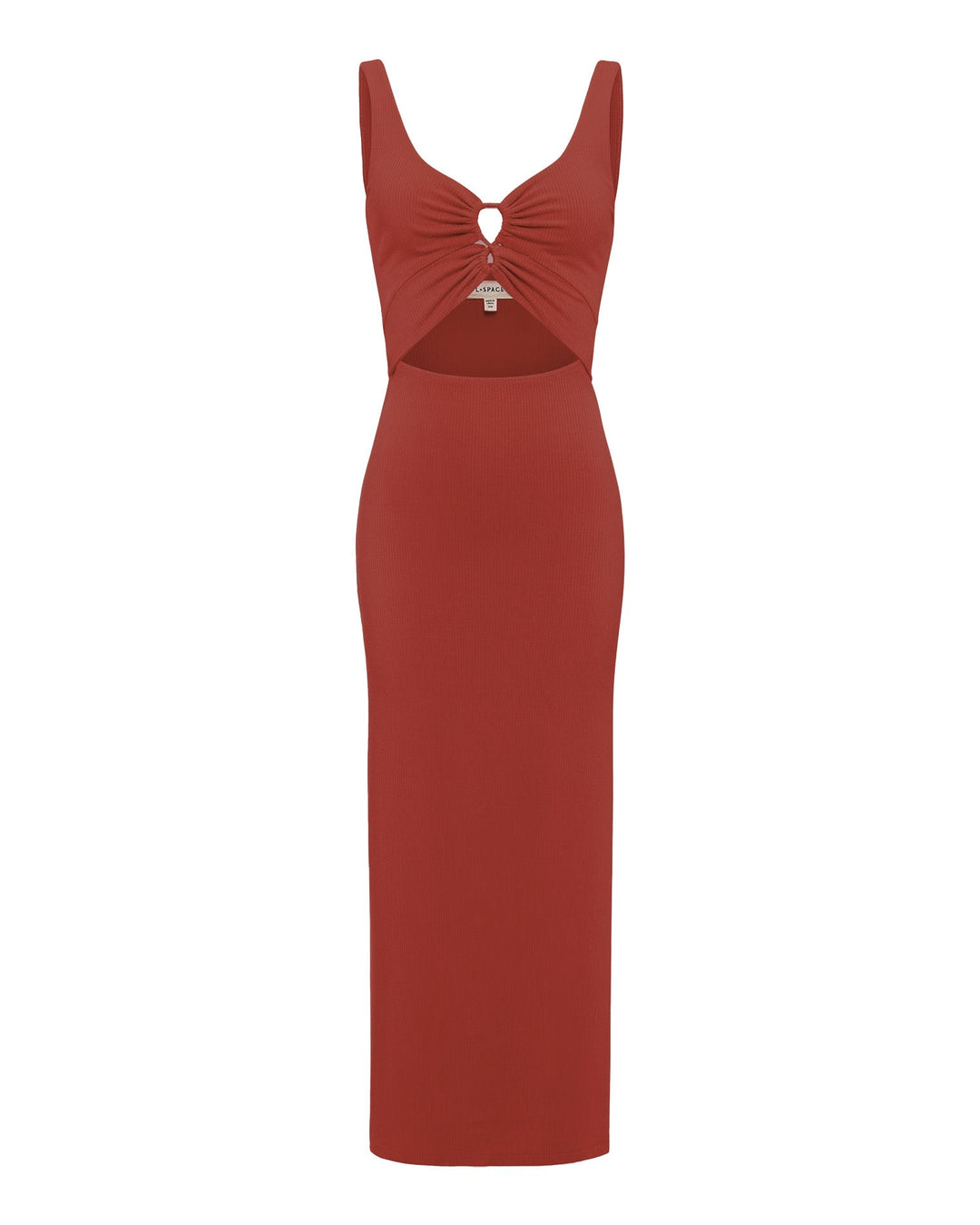 LSPACE Camille dress in dusty fig, off-model flat lay.
