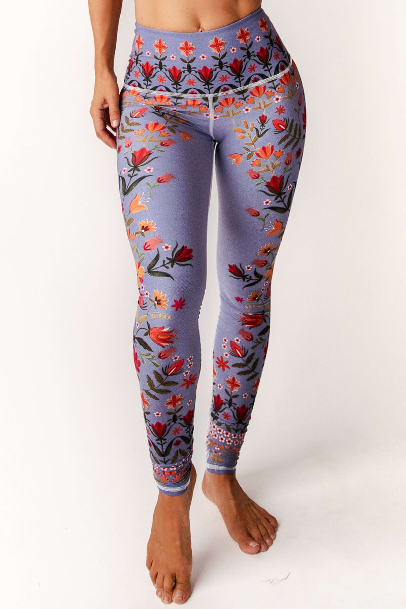 Lavender Love Printed Yoga Leggings front