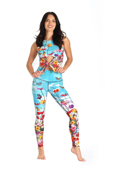 Yoga Democracy Leggings Flower Bomb Printed Yoga Leggings