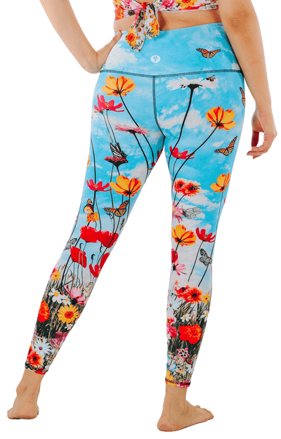 Flower Bomb Printed Yoga Leggings Plus SIze Back