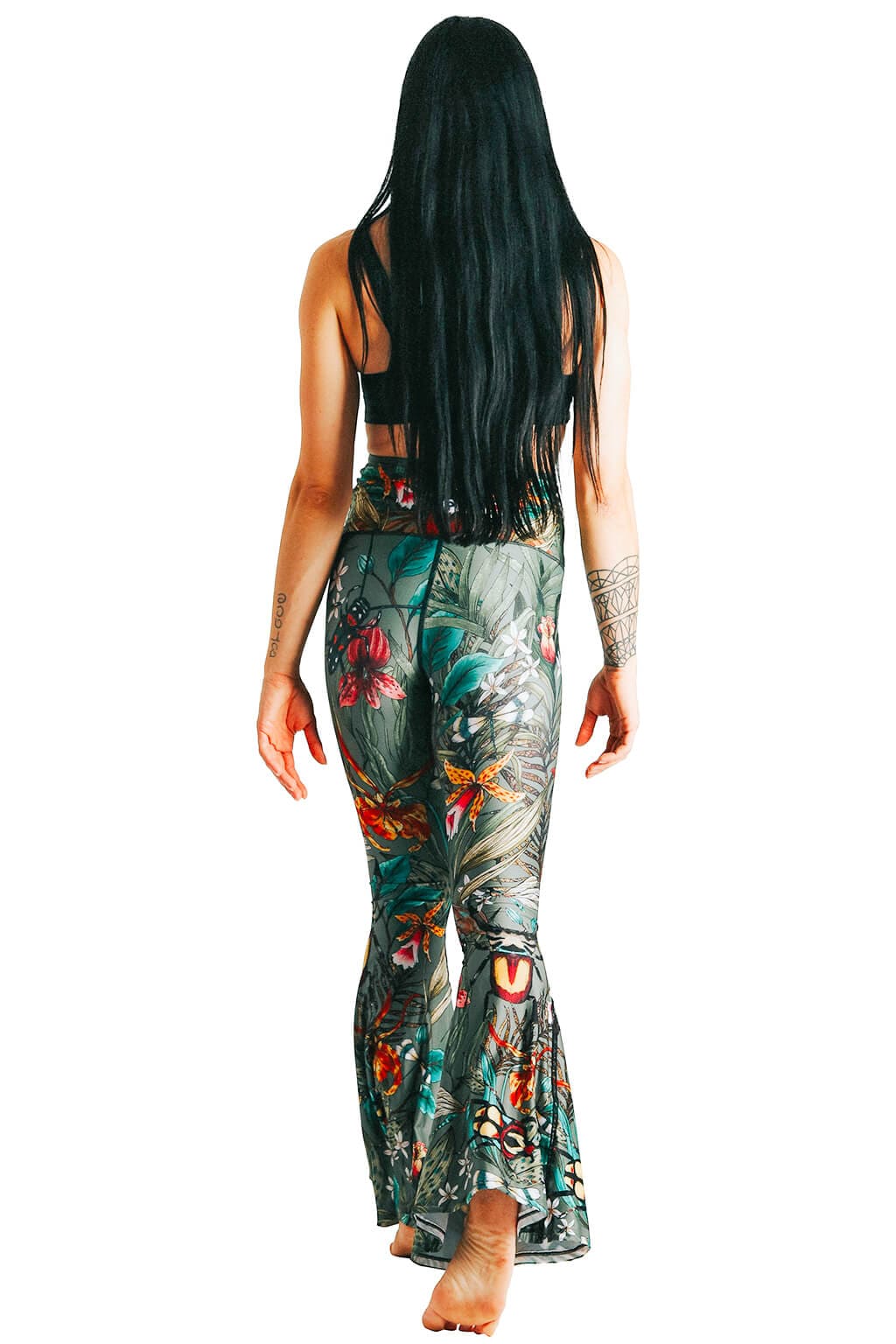 Green Thumb Printed Bell Bottoms | Yoga Democracy | Evolve Fit Wear