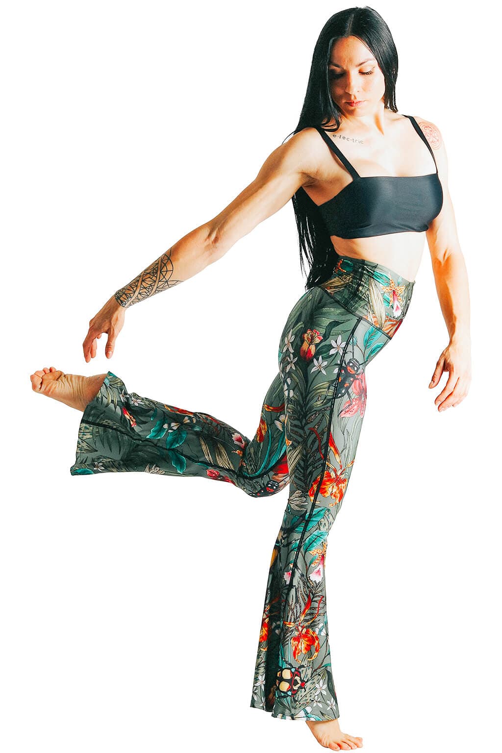 Green Thumb Printed Bell Bottoms | Yoga Democracy | Evolve Fit Wear