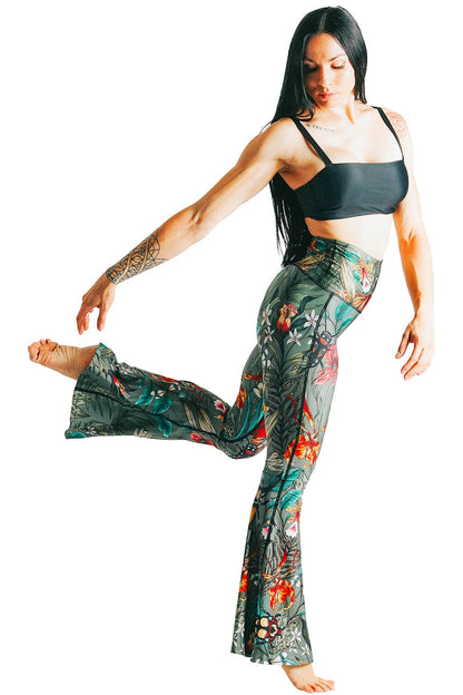 Green Thumb Printed Bell Bottoms | Yoga Democracy | Evolve Fit Wear