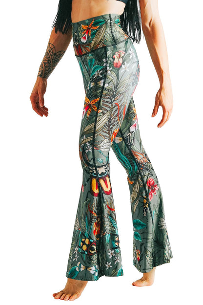 Green Thumb Printed Bell Bottoms | Yoga Democracy | Evolve Fit Wear