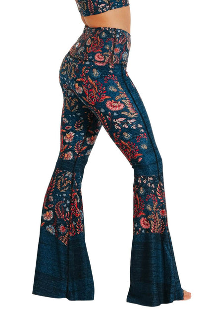 Festival Denim Printed Bell Bottoms | Yoga Democracy | Evolve Fit Wear