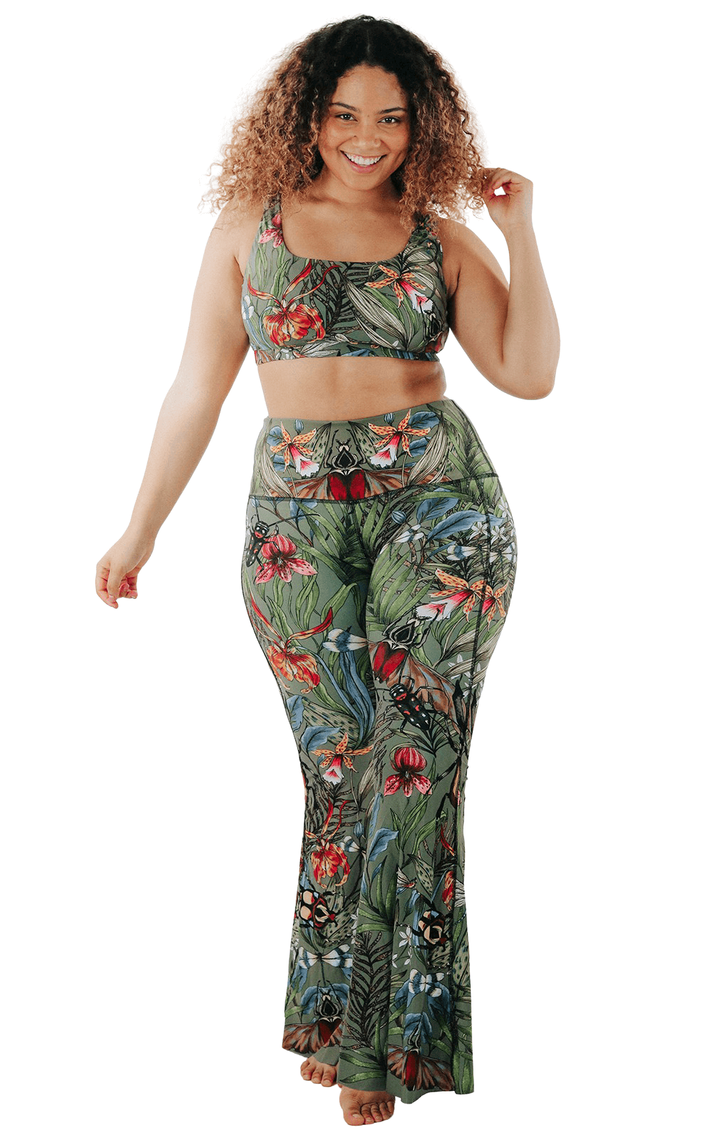 Green Thumb Printed Bell Bottoms | Yoga Democracy | Evolve Fit Wear