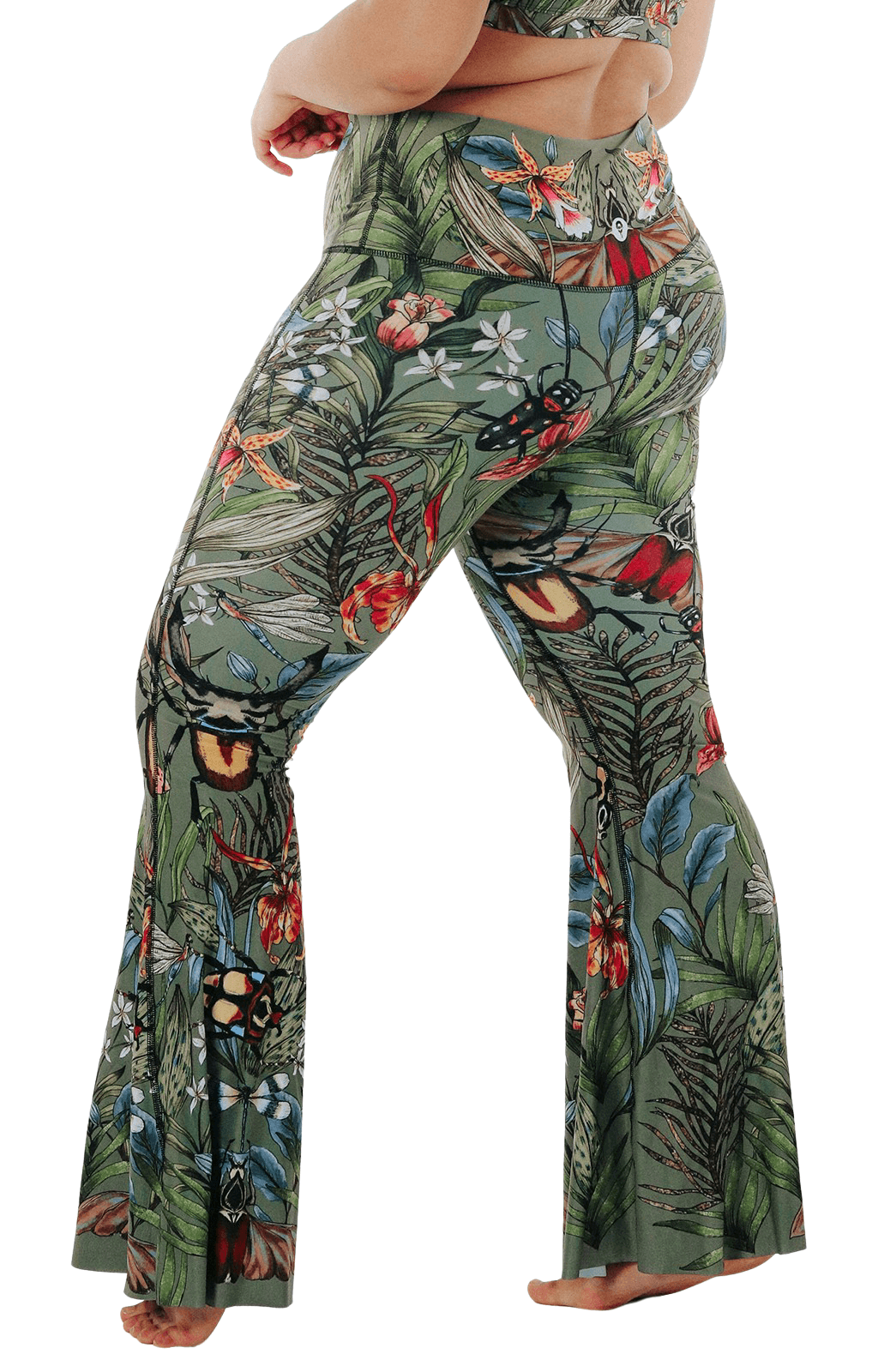 Green Thumb Printed Bell Bottoms | Yoga Democracy | Evolve Fit Wear