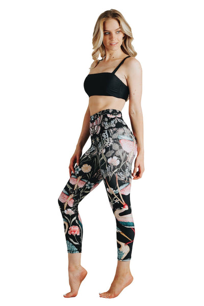 Yoga Democracy Leggings Pretty In Black Printed Yoga Crops